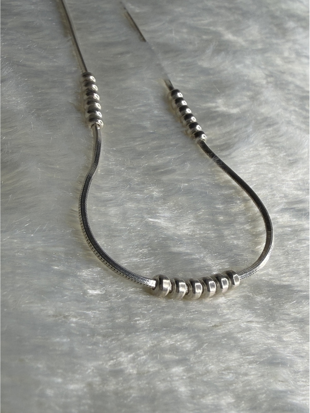 RARE Silpada HTF 925 Silver COBRA Beaded Station Box Chain Necklace 16” N0586 - Picture 8 of 8